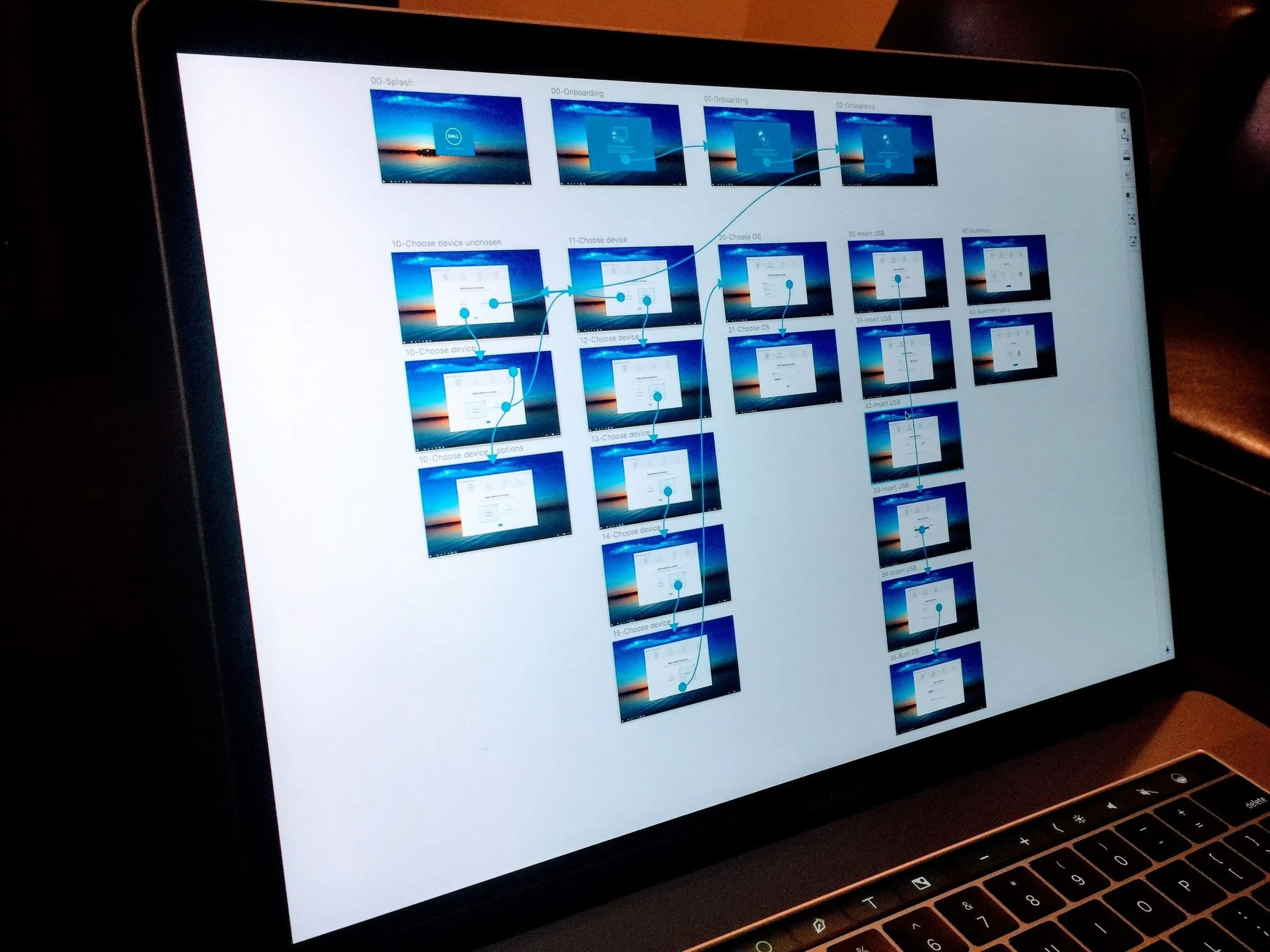 A laptop showing the recovery tool's screens laid out as a connected flow.